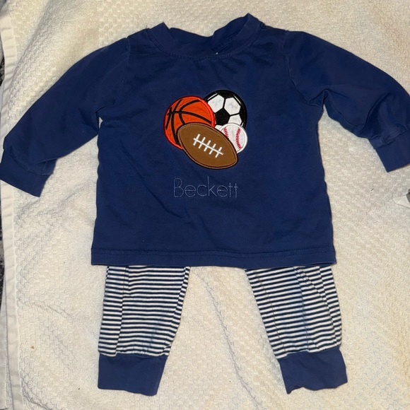 Little Bear Smocks Other - Kids Sports-Themed Blue Matching Set